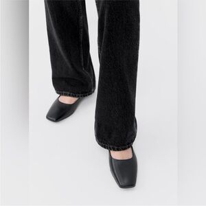 Vagabond Delia Black Square-Toe Leather Flat Shoes - Size 39 - 8/8.5 women’s